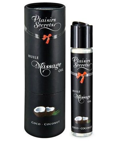 Массажное масло с ароматом кокоса Huile de Massage Gourmande Coco - 59 мл. - Plaisir Secret - купить с доставкой в Златоусте
