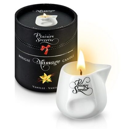 Массажная свеча с ароматом ванили Bougie Massage Gourmande Vanille - 80 мл. - Plaisir Secret - купить с доставкой в Златоусте