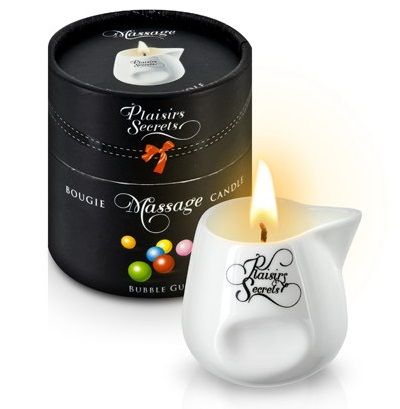 Массажная свеча с ароматом бубль-гума Bougie de Massage Gourmande Bubble Gum - 80 мл. - Plaisir Secret - купить с доставкой в Златоусте