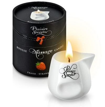 Массажная свеча с ароматом клубники Bougie de Massage Gourmande Fraise - 80 мл. - Plaisir Secret - купить с доставкой в Златоусте