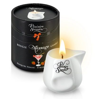 Массажная свеча с ароматом клубничного дайкири Bougie de Massage Daikiri Fraise - 80 мл. - Plaisir Secret - купить с доставкой в Златоусте