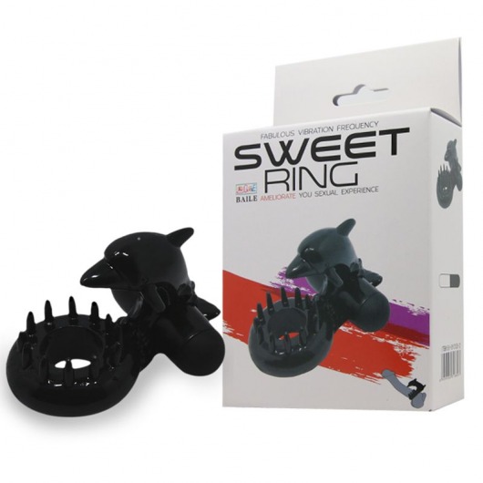 Чёрное эрекционное виброкольцо Sweet Ring с дельфинчиком - Baile - в Златоусте купить с доставкой