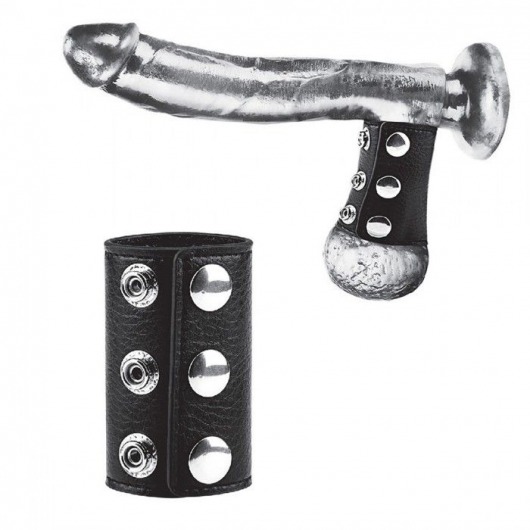 Чёрная утяжка на кнопках 100% PVC STRAP WITH METAL SNAP - BlueLine - купить с доставкой в Златоусте