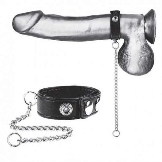 Утяжка на пенис с поводком Snap Cock Ring With 12  Leash - BlueLine - купить с доставкой в Златоусте