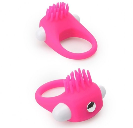 Розовое эрекционное кольцо с щеточкой LIT-UP SILICONE STIMU RING 5 - Dream Toys - в Златоусте купить с доставкой