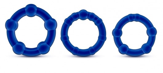 Набор из 3 синих эрекционных колец Stay Hard Beaded Cockrings - Blush Novelties - в Златоусте купить с доставкой