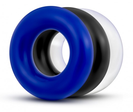 Набор из 3 разноцветных колец Stay Hard Donut Rings - Blush Novelties - в Златоусте купить с доставкой