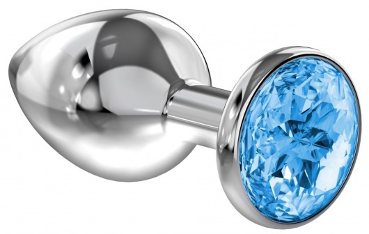 Большая серебристая анальная пробка Diamond Light blue Sparkle Large с голубым кристаллом - 8 см. - Lola Games - купить с доставкой в Златоусте