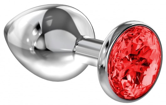 Большая серебристая анальная пробка Diamond Red Sparkle Large с красным кристаллом - 8 см. - Lola Games - купить с доставкой в Златоусте