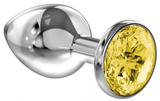 Большая серебристая анальная пробка Diamond Yellow Sparkle Large с жёлтым кристаллом - 8 см. - Lola Games - купить с доставкой в Златоусте