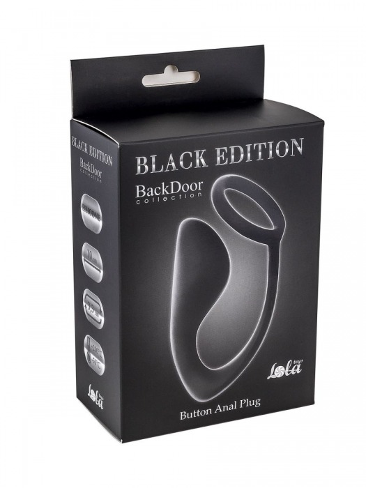 Чёрное эрекционное кольцо с анальной пробкой Button Anal Plug - Lola Games - в Златоусте купить с доставкой