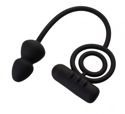 Чёрное эрекционное кольцо с вибропулькой и анальным хвостом - Erotist Adult Toys - в Златоусте купить с доставкой