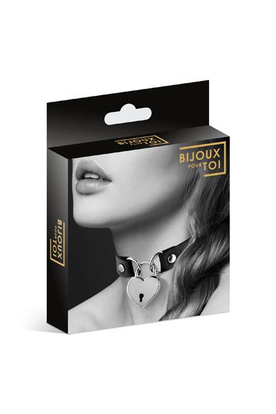 Черный чокер с замком в форме сердца - Bijoux Pour Toi - купить с доставкой в Златоусте
