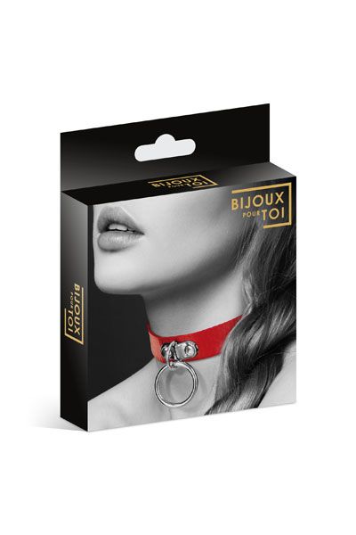 Красный узенький чокер с кольцом - Bijoux Pour Toi - купить с доставкой в Златоусте