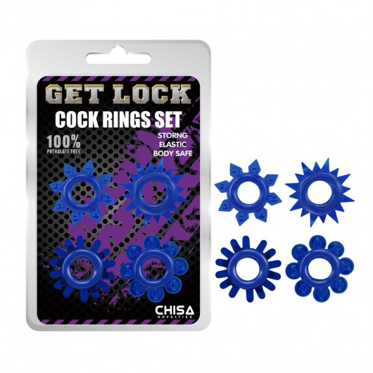 Набор из 4 синих колец Get Lock - Chisa - в Златоусте купить с доставкой